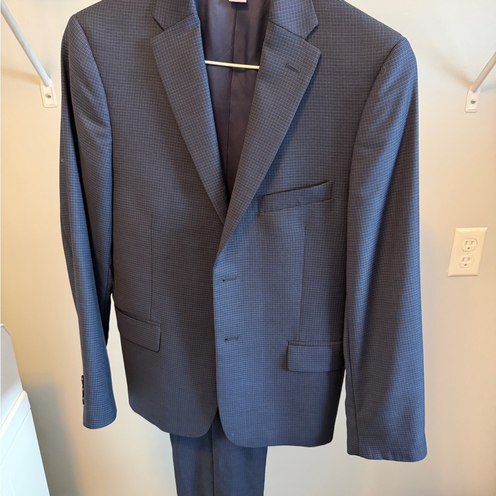 Kids Navy Checkered Suit Set
